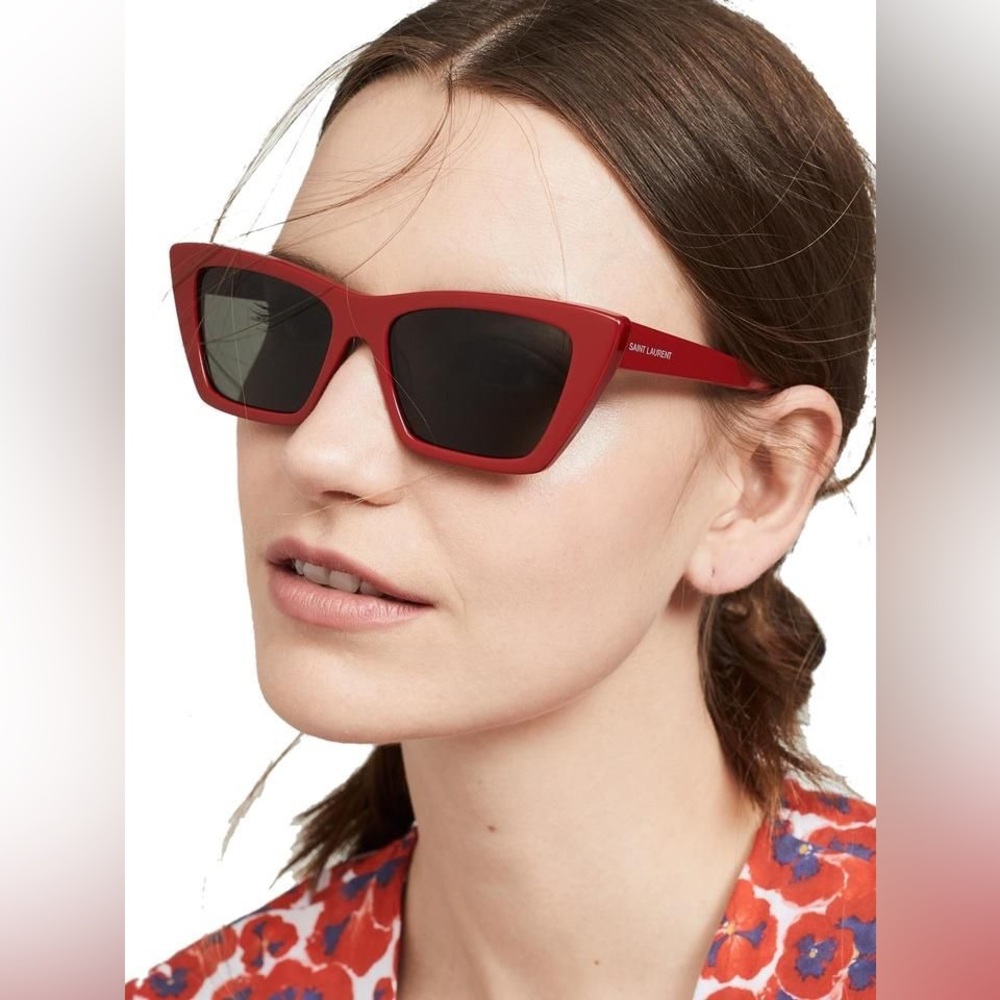 Saint Laurent 52mm Cat Eye Sunglasses Red SL 467 NEW - Picture 3 of 17